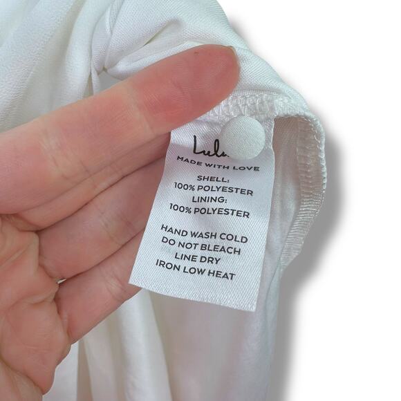 Lulus NWT Adorna White Off-the-Shoulder Semi-Sheer Button Chiffon Maxi Dress XL - Picture 11 of 12